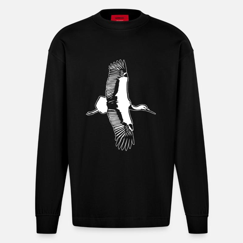 La majesté du ciel - Manches longues bio épais oversize fabriqué en UE - SOLID BLACK