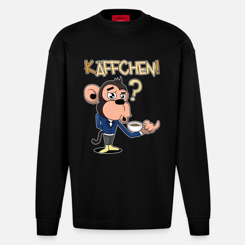 Käffchen, bitte! - Heavyweight Oversized Organic Langarmshirt Made in EU - SOLID BLACK