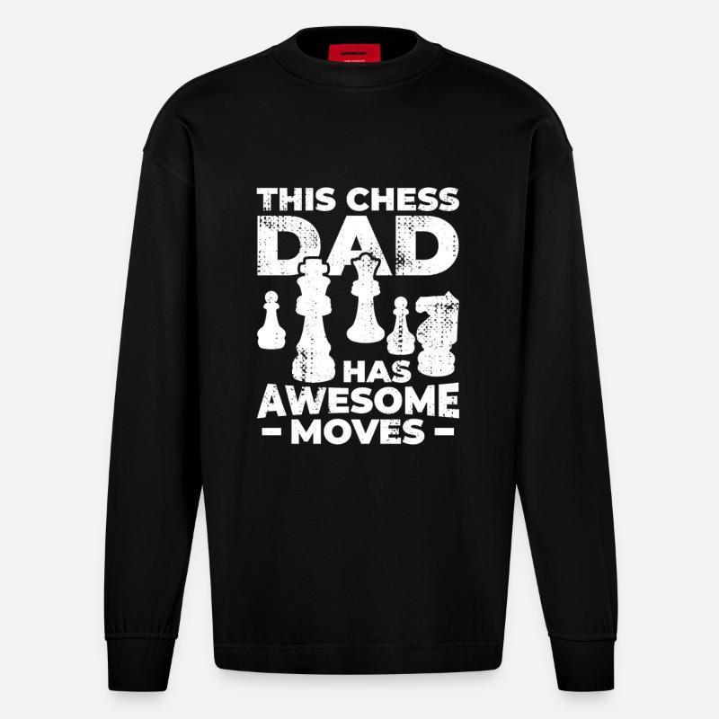 Père d’échecs - Manches longues bio épais oversize fabriqué en UE - SOLID BLACK