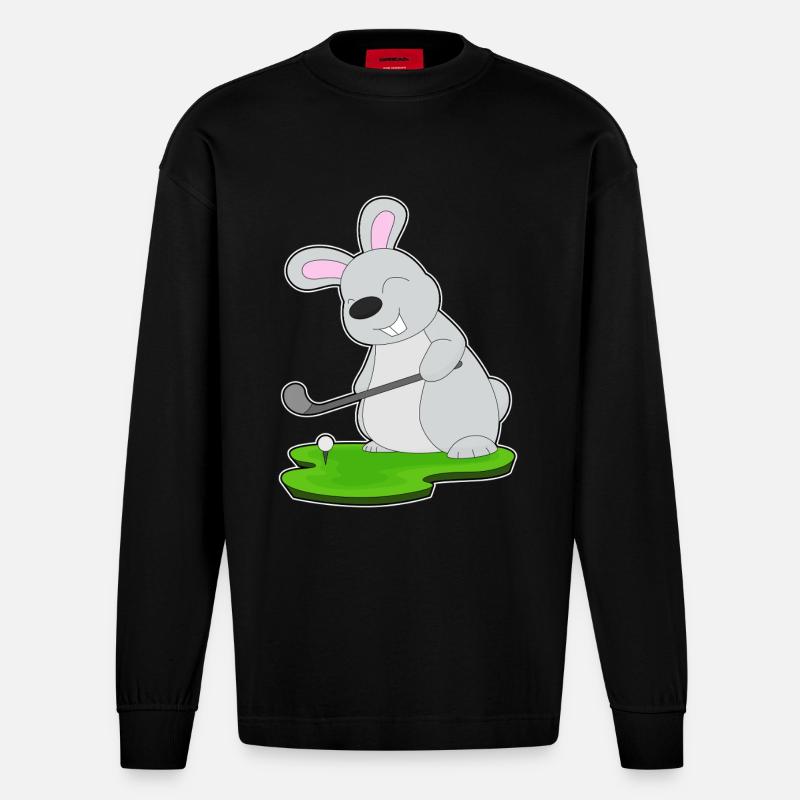 Hase Golf Golfschläger - Heavyweight Oversized Organic Langarmshirt Made in EU - SOLID BLACK