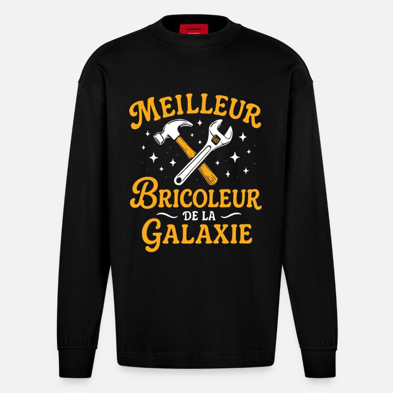 Bester Tüftler der Galaxis - Heavyweight Oversized Organic Langarmshirt Made in EU - SOLID BLACK