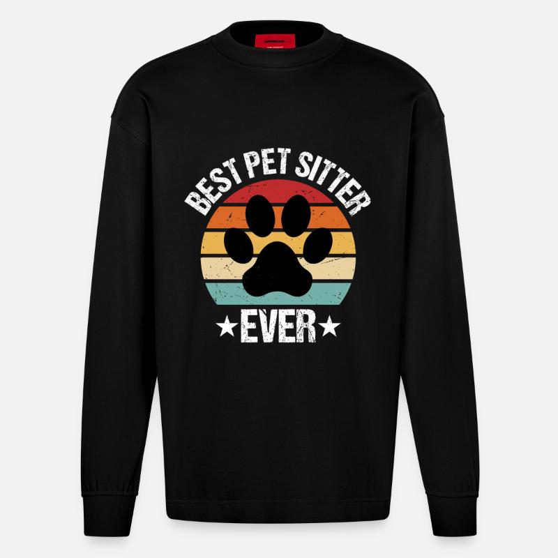 best pet sitter ever - Heavyweight Oversized Organic Langarmshirt Made in EU - SOLID BLACK