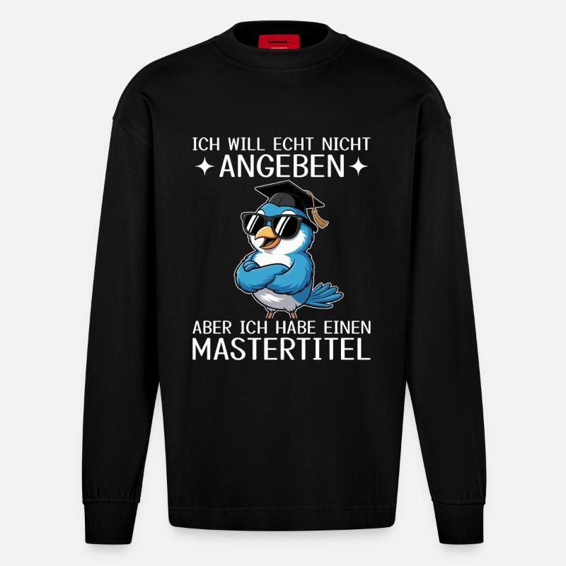Master Abschluss geschafft - Mastertitel - Heavyweight Oversized Organic Langarmshirt Made in EU - SOLID BLACK