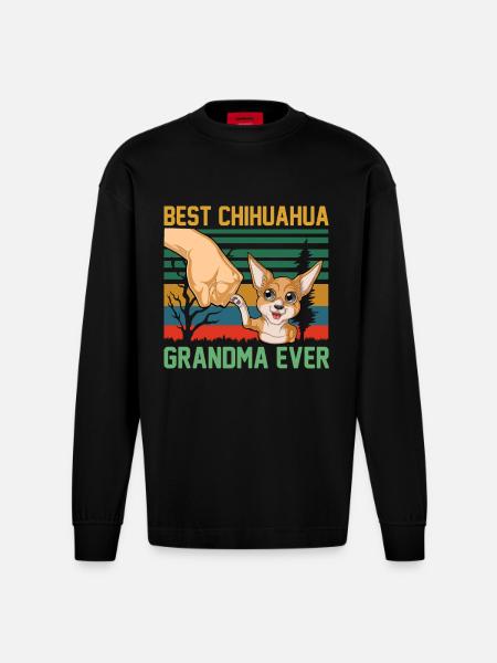 Chihuahua - Manches longues bio épais oversize fabriqué en UE - SOLID BLACK
