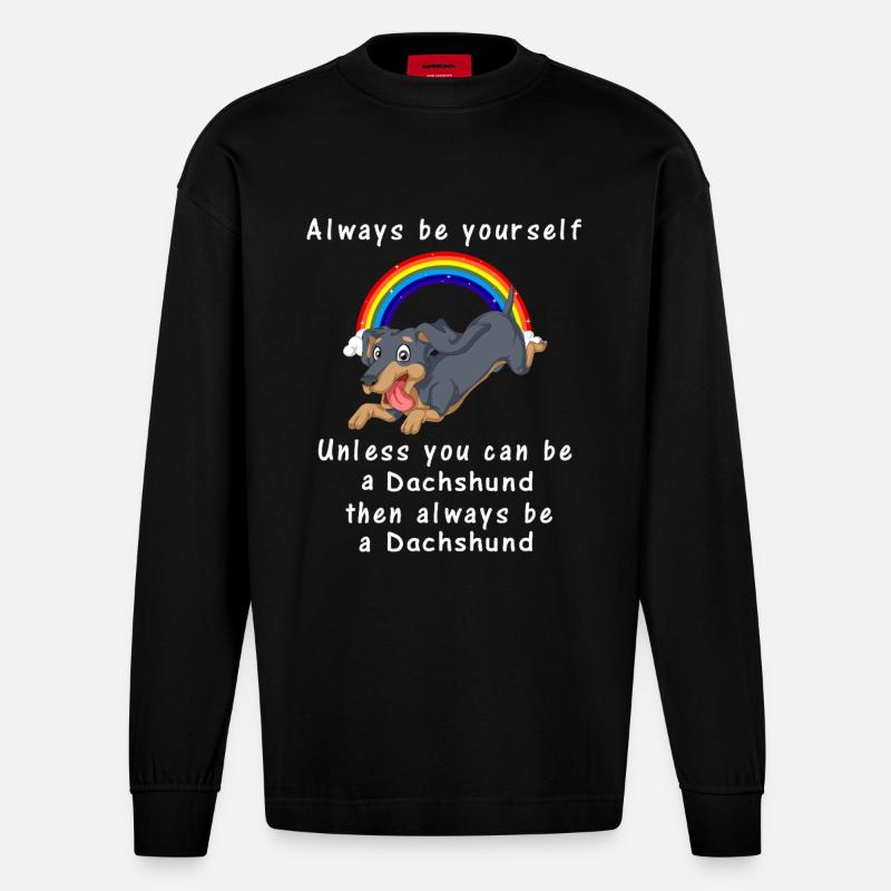 Dackel - Heavyweight Oversized Organic Langarmshirt Made in EU - SOLID BLACK