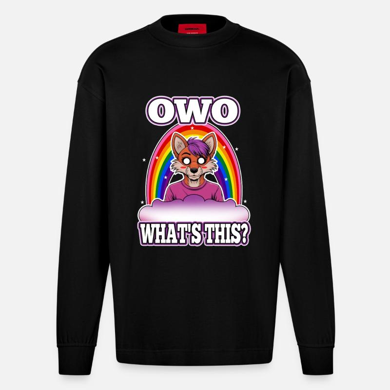 OwO Qu’est-ce que c’est ? - Manches longues bio épais oversize fabriqué en UE - SOLID BLACK