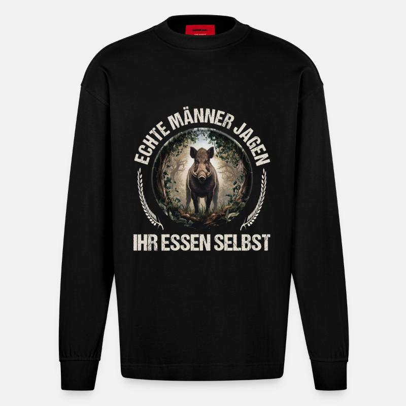 Jäger Spruch - Heavyweight Oversized Organic Langarmshirt Made in EU - SOLID BLACK