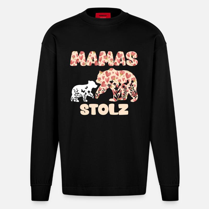 Werdende Mutter MAMAS STOLZ Lustiges - Heavyweight Oversized Organic Langarmshirt Made in EU - SOLID BLACK