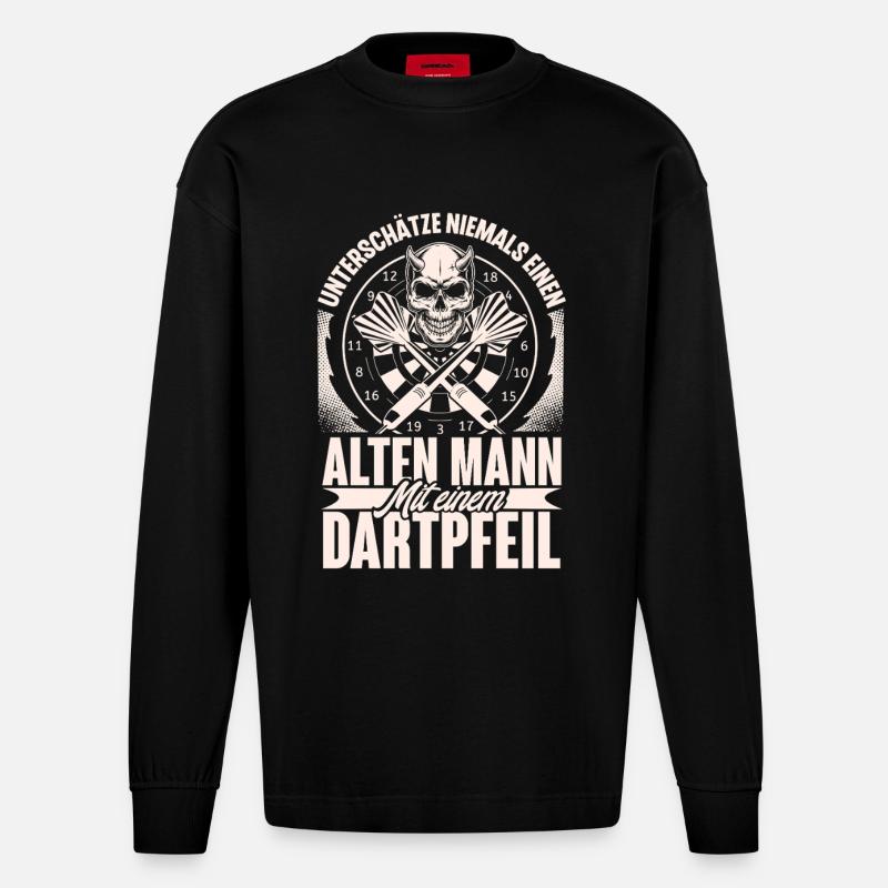 Darts - Heavyweight Oversized Organic Langarmshirt Made in EU - SOLID BLACK