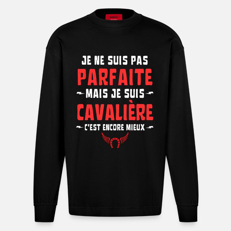 ICH BIN NICHT PERFEKT, ABER LEICHTSINNIG - Heavyweight Oversized Organic Langarmshirt Made in EU - SOLID BLACK