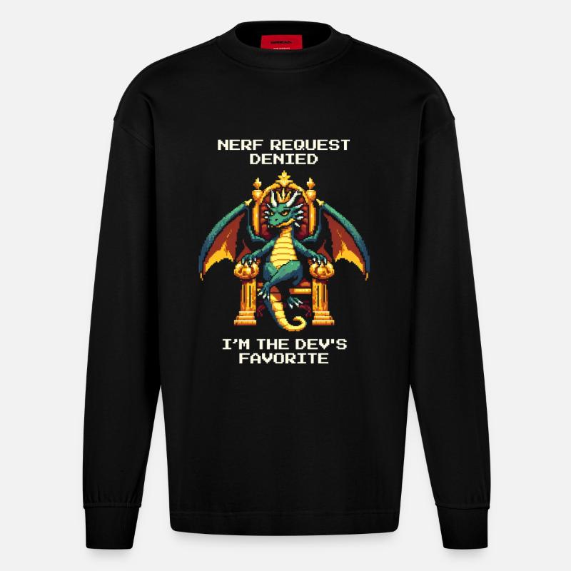 Developer's Favorite | Dragon - Heavyweight Oversized Organic Longsleeve Shirt Made in EU - SOLID BLACK