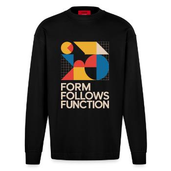 Bauhaus Form Follows Function Geometrische Kunst - Heavyweight Oversized Organic Langarmshirt Made in EU - SOLID BLACK - Vorne