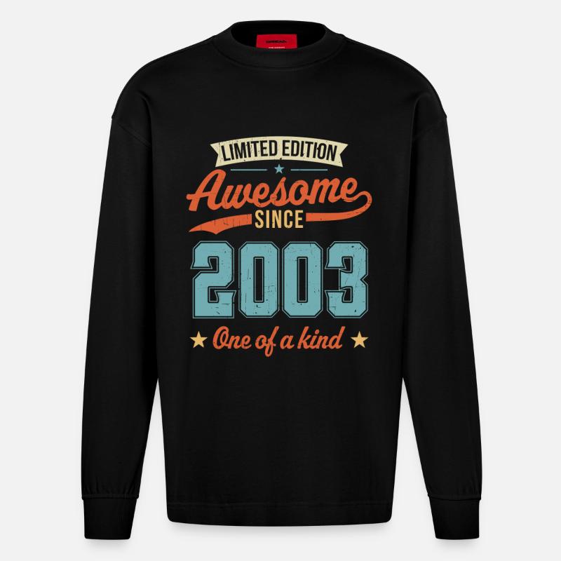 Genial seit 2003 - Heavyweight Oversized Organic Langarmshirt Made in EU - SOLID BLACK