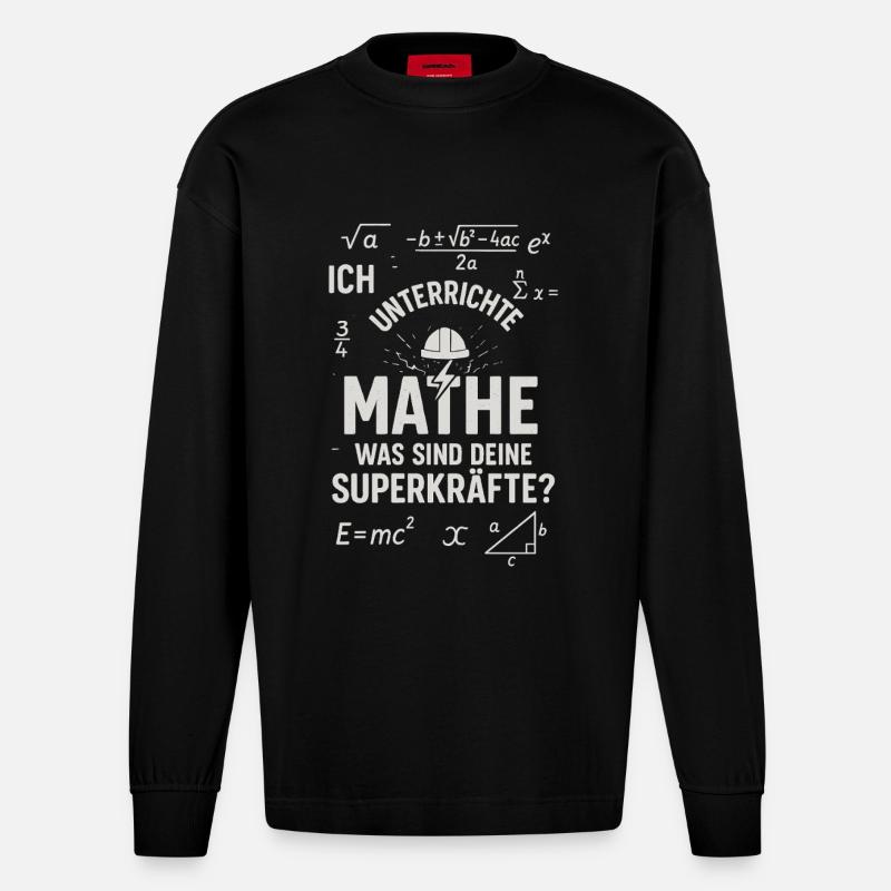 Math Superpowers – I Distinguish Math Teachers - Heavyweight Oversized Organic Longsleeve Shirt Made in EU - SOLID BLACK