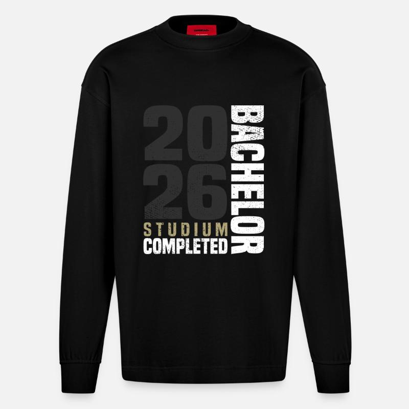 Bachelor Studium 2026 - Heavyweight Oversized Organic Langarmshirt Made in EU - SOLID BLACK