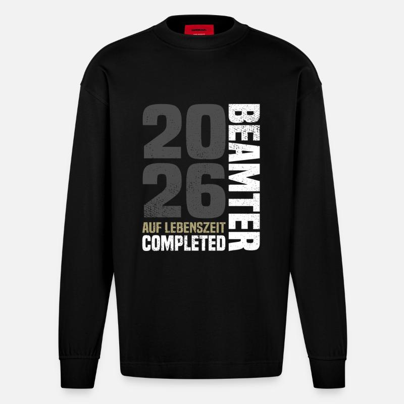 Beamter Auf Lebenszeit 2026 - Heavyweight Oversized Organic Langarmshirt Made in EU - SOLID BLACK