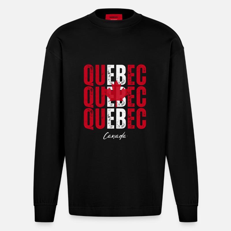 Quebec, Kanada, ich liebe Quebec - Heavyweight Oversized Organic Langarmshirt Made in EU - SOLID BLACK