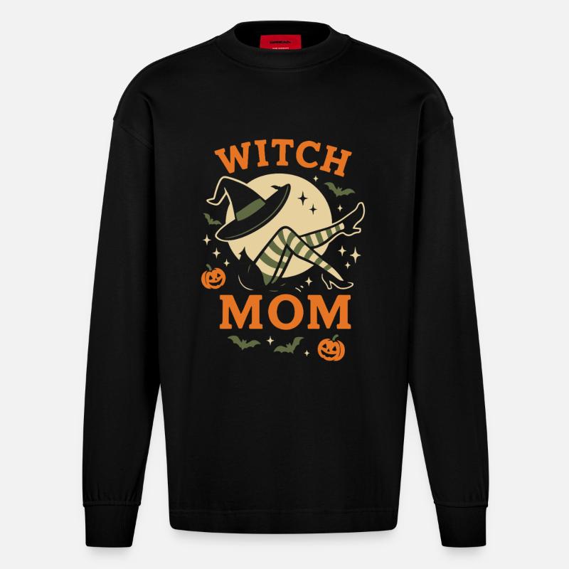 Hexenmutter Lustige Halloween Kostümidee - Heavyweight Oversized Organic Langarmshirt Made in EU - SOLID BLACK