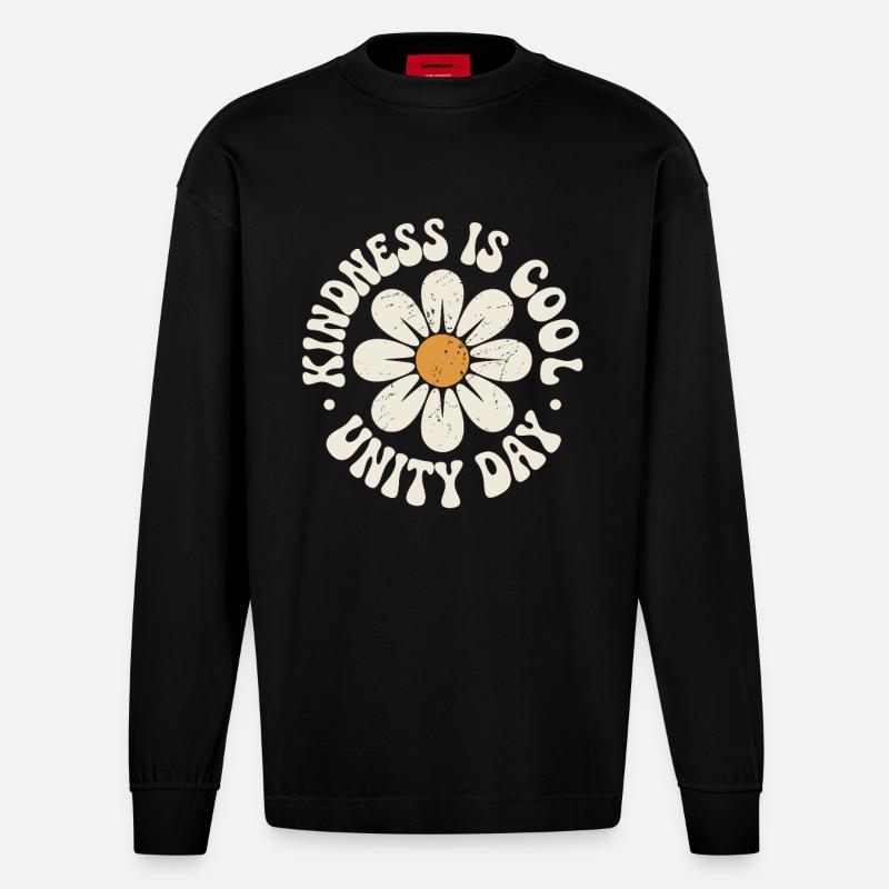 Freundlichkeit Ist Cool Retro Schöne Botschaft - Heavyweight Oversized Organic Langarmshirt Made in EU - SOLID BLACK