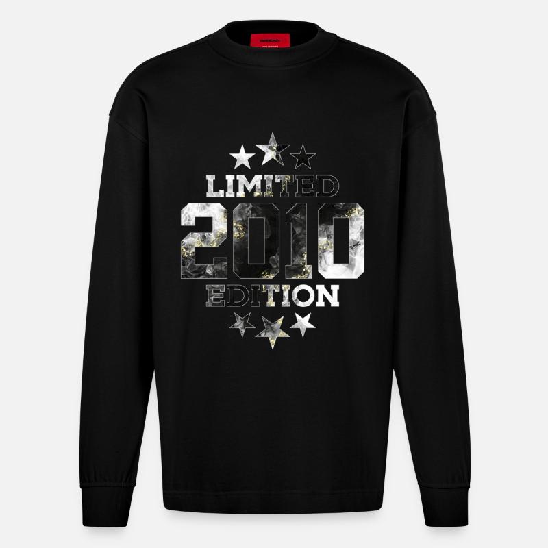ÉDITION LIMITÉE 2010 16E ANNIVERSAIRE - Manches longues bio épais oversize fabriqué en UE - SOLID BLACK
