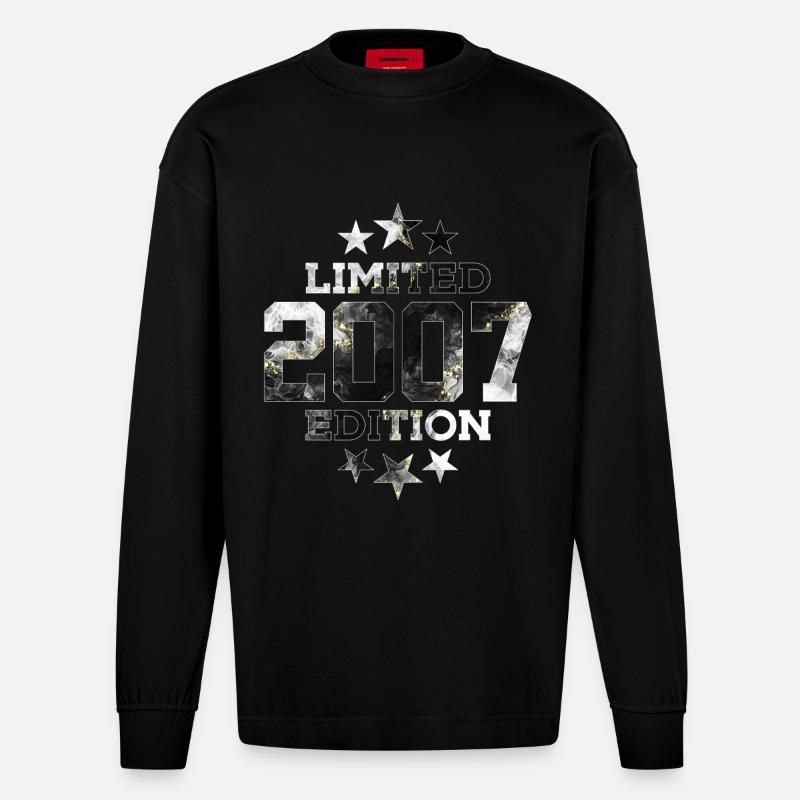 ÉDITION LIMITÉE 2007 19E ANNIVERSAIRE - Manches longues bio épais oversize fabriqué en UE - SOLID BLACK