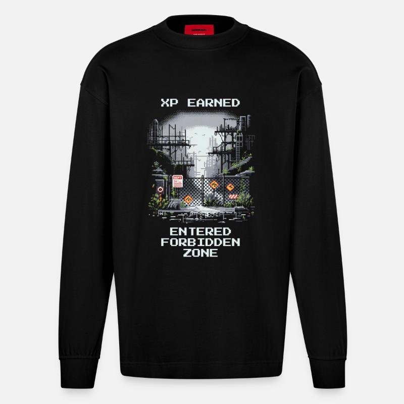 Obtenir XP : Zone interdite découverte - Manches longues bio épais oversize fabriqué en UE - SOLID BLACK