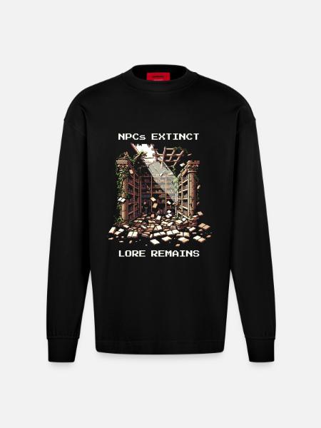 NPCs gone, lore stays | Post-apocalyptic - Heavyweight Oversized Organic Longsleeve Shirt Made in EU - SOLID BLACK