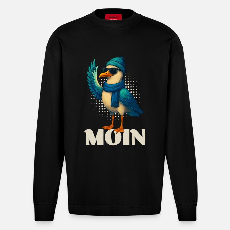 Coole Möwe - Moin - Heavyweight Oversized Organic Langarmshirt Made in EU - SOLID BLACK