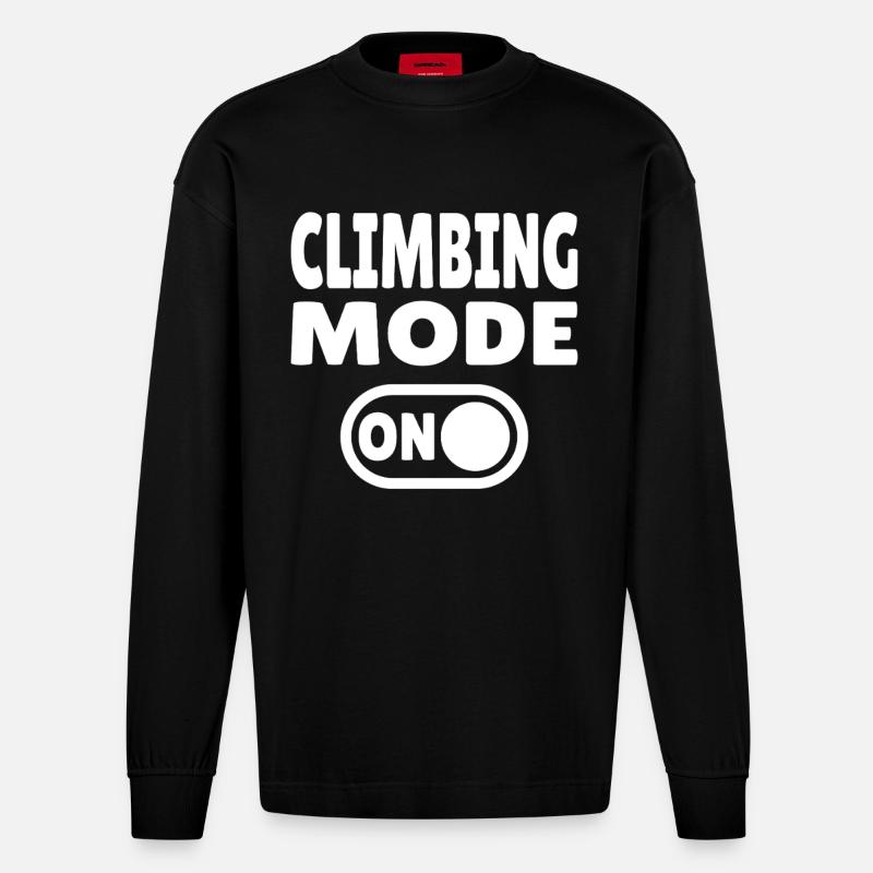 Climbing Mode ON – Boulder & Kletter Style - Heavyweight Oversized Organic Langarmshirt Made in EU - SOLID BLACK