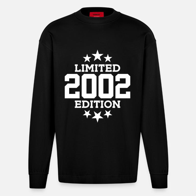 ÉDITION LIMITÉE 2002 24E ANNIVERSAIRE - Manches longues bio épais oversize fabriqué en UE - SOLID BLACK