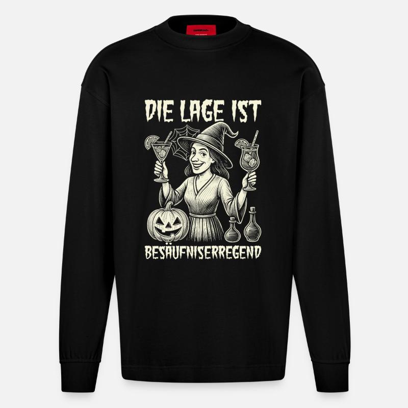 Die Lage ist Besäufniserregend - Heavyweight Oversized Organic Langarmshirt Made in EU - SOLID BLACK