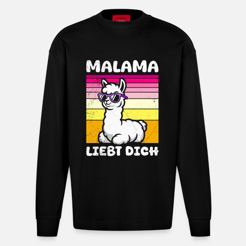 Bientôt maman MALAMA T'AIME Drôle - Manches longues bio épais oversize fabriqué en UE - SOLID BLACK