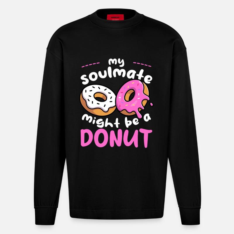 Mon beignet d’âme sœur - Manches longues bio épais oversize fabriqué en UE - SOLID BLACK