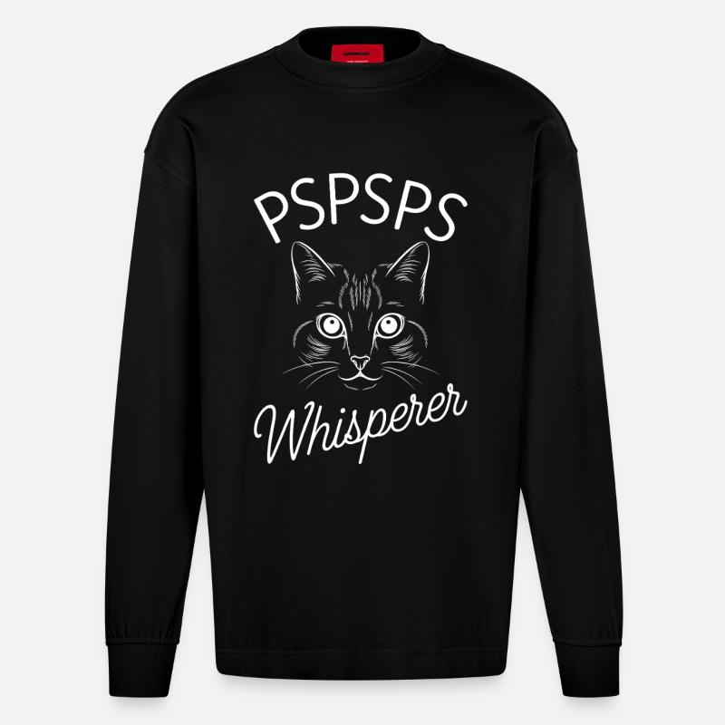 Cat Whisperer PSPSPS - Manches longues bio épais oversize fabriqué en UE - SOLID BLACK