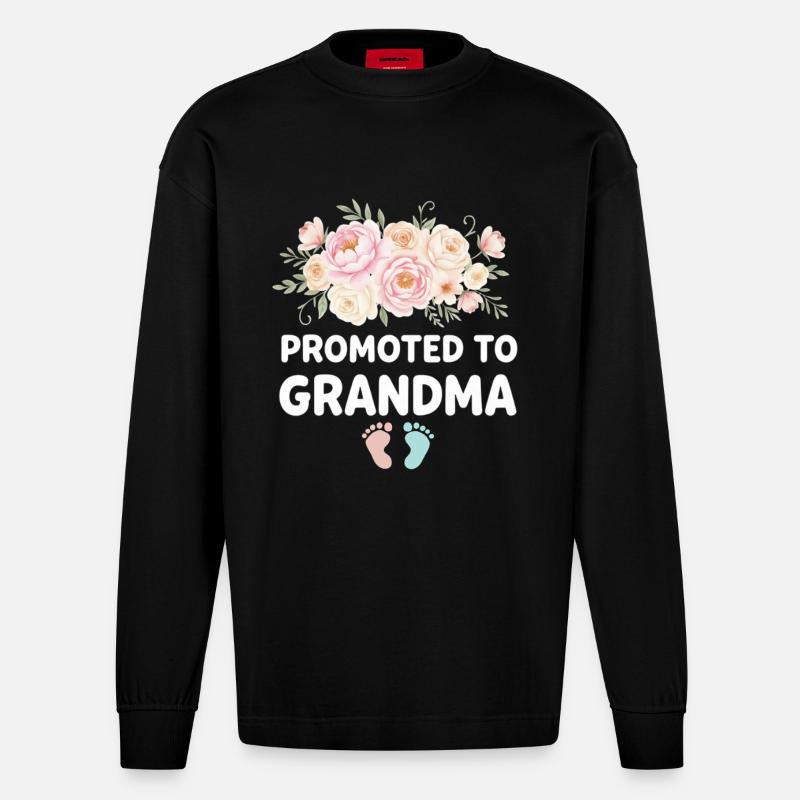 Werdender Oma loading zukünftige Großmutter - Heavyweight Oversized Organic Langarmshirt Made in EU - SOLID BLACK