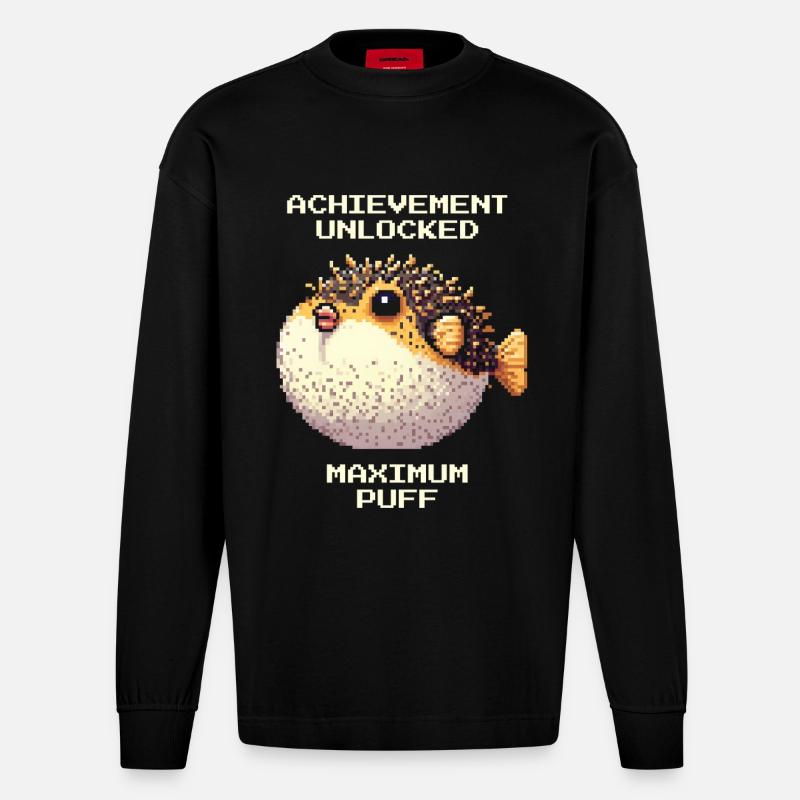 Réalisation : Duvet maximal | Poisson-globe RPG - Manches longues bio épais oversize fabriqué en UE - SOLID BLACK