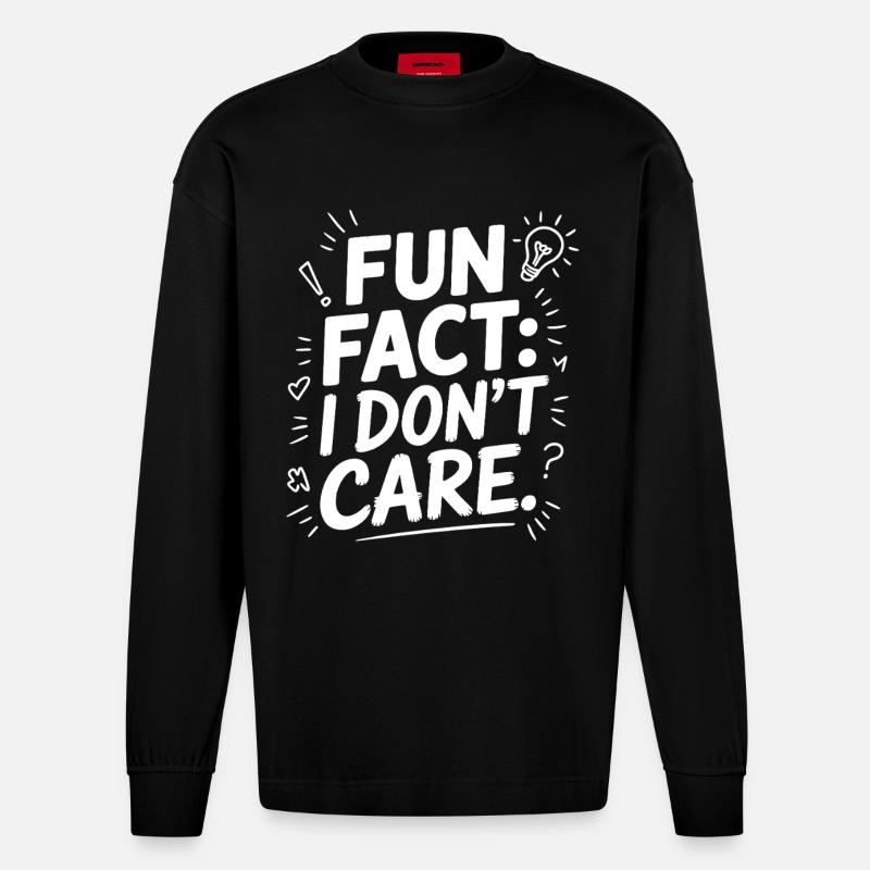 Fun Fact Mir egal - Heavyweight Oversized Organic Langarmshirt Made in EU - SOLID BLACK