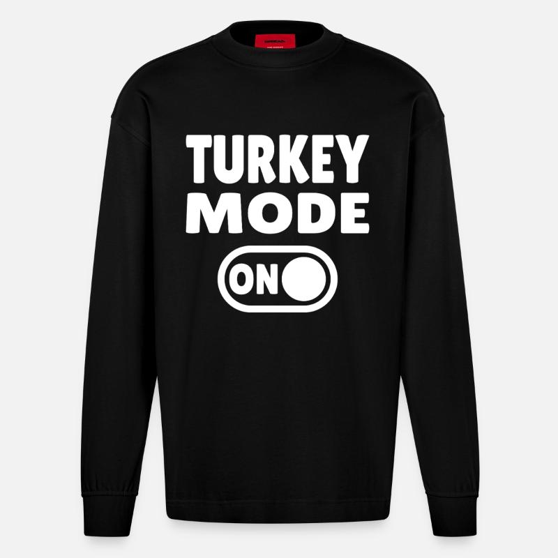 Mode dinde activé - Manches longues bio épais oversize fabriqué en UE - SOLID BLACK