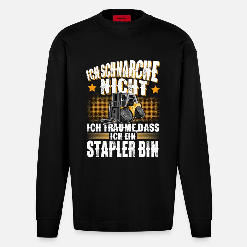 Gerbeur pour chariot élévateur - Manches longues bio épais oversize fabriqué en UE - SOLID BLACK