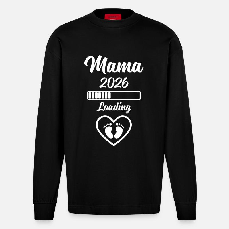 Mama 2026 Loading - Heavyweight Oversized Organic Langarmshirt Made in EU - SOLID BLACK