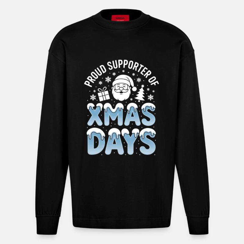Partisans des jours de Noël - Manches longues bio épais oversize fabriqué en UE - SOLID BLACK