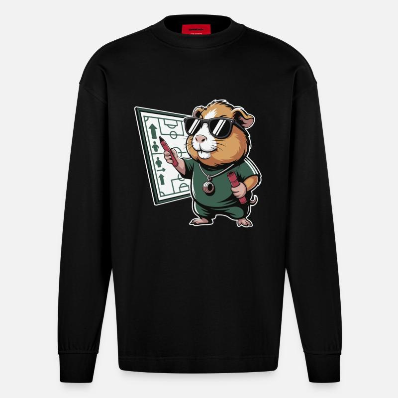 Hamster Coach mit Spielplan - Heavyweight Oversized Organic Langarmshirt Made in EU - SOLID BLACK