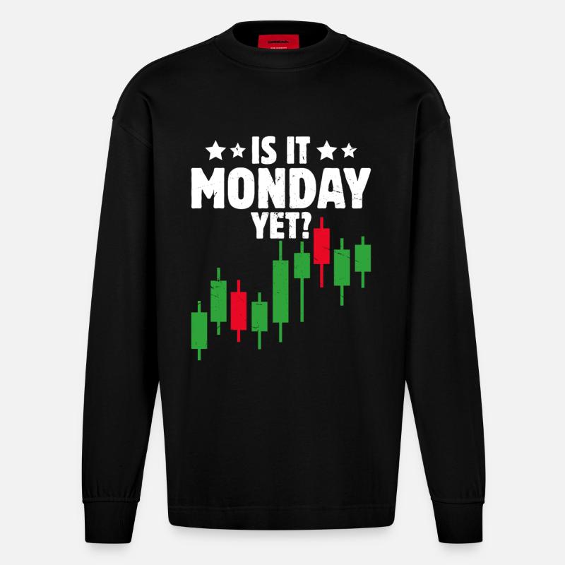 Trading Boursier Crypto Trader Boursier - Manches longues bio épais oversize fabriqué en UE - SOLID BLACK