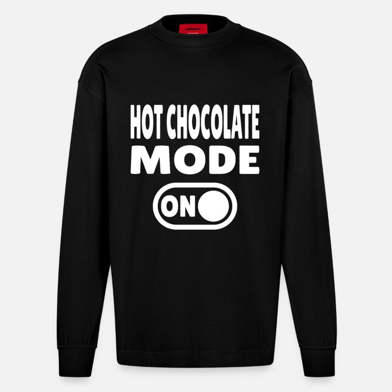 Mode chocolat chaud activé - Manches longues bio épais oversize fabriqué en UE - SOLID BLACK