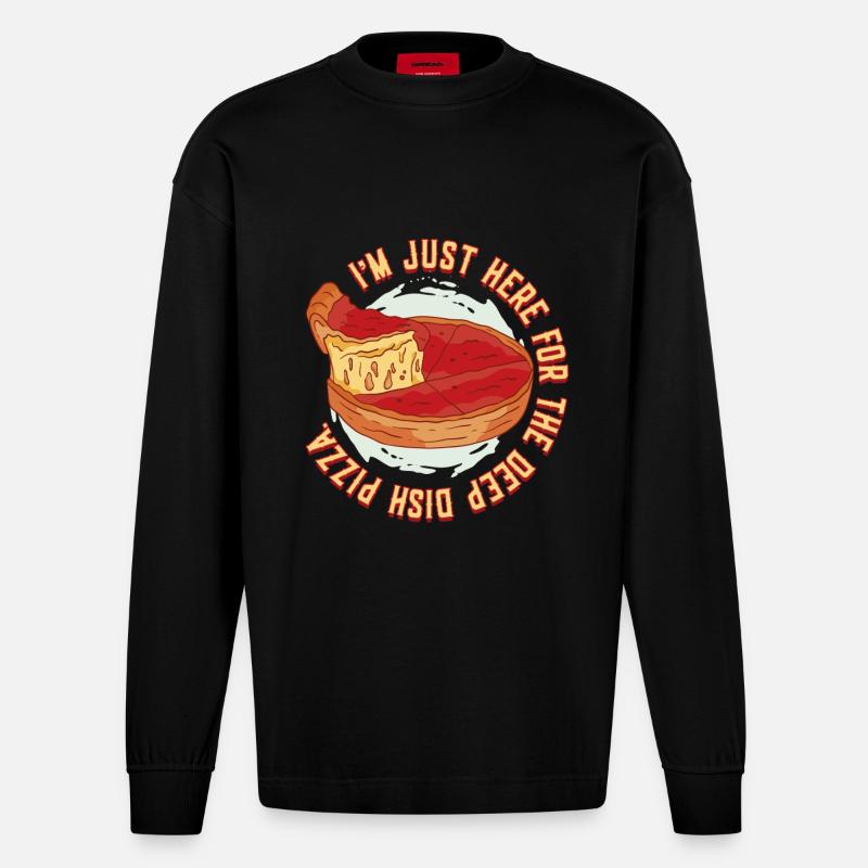 Deep Dish Pizza Chicargo - Heavyweight Oversized Organic Langarmshirt Made in EU - SOLID BLACK