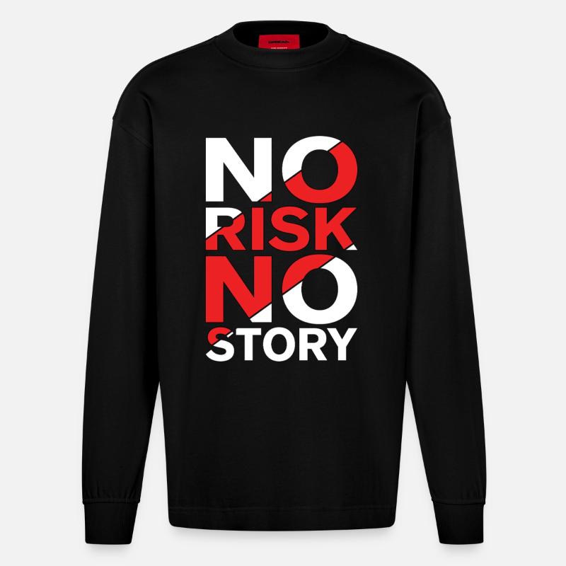 Pas de risque, pas d’histoire - Manches longues bio épais oversize fabriqué en UE - SOLID BLACK