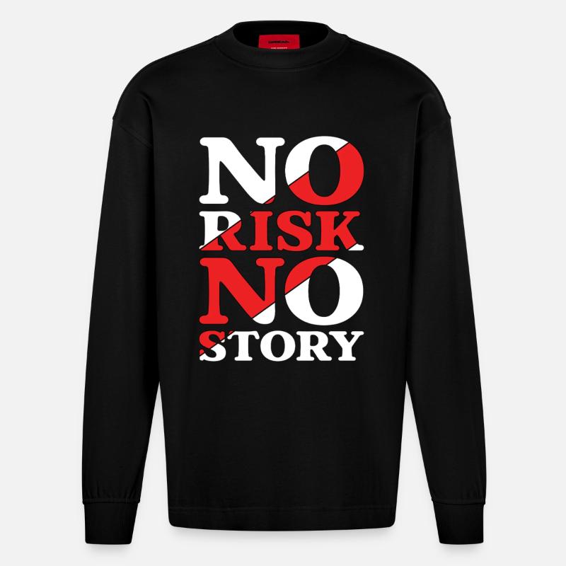 Pas de risque, pas d’histoire - Manches longues bio épais oversize fabriqué en UE - SOLID BLACK