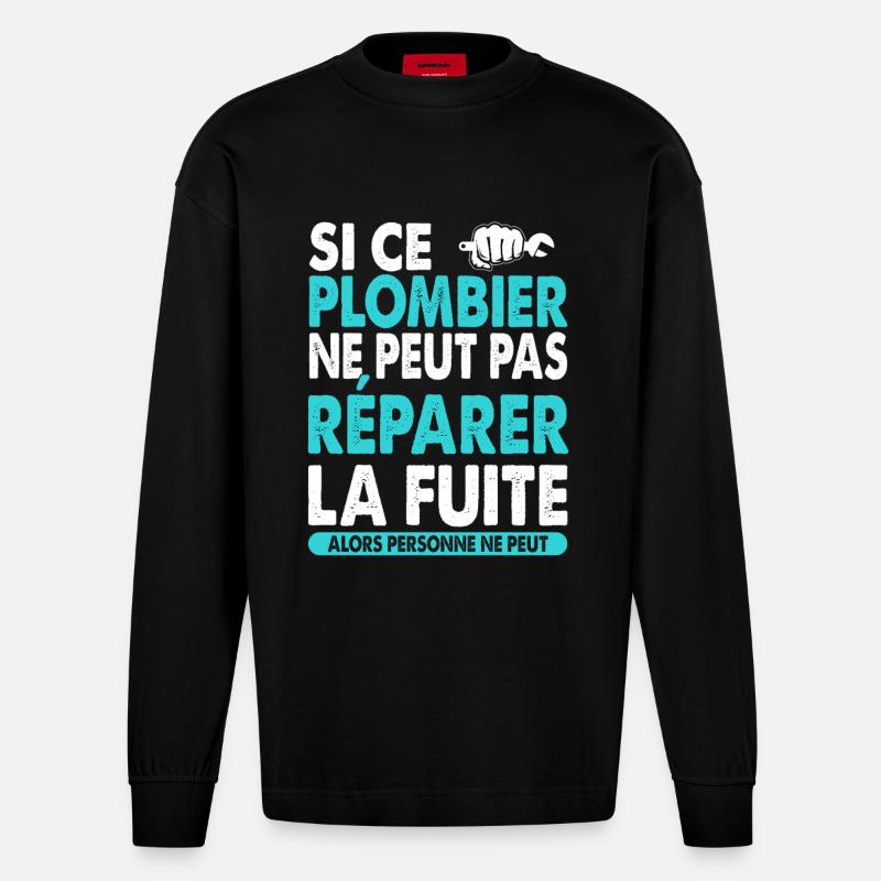 Klempnerberuf-Geschenkidee – lustiger Spruch - Heavyweight Oversized Organic Langarmshirt Made in EU - SOLID BLACK