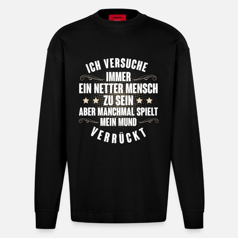 Große Klappe - Heavyweight Oversized Organic Langarmshirt Made in EU - SOLID BLACK