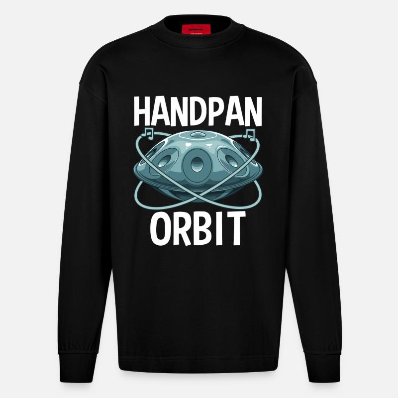 Handpan Orbit - Heavyweight Oversized Organic Langarmshirt Made in EU - SOLID BLACK